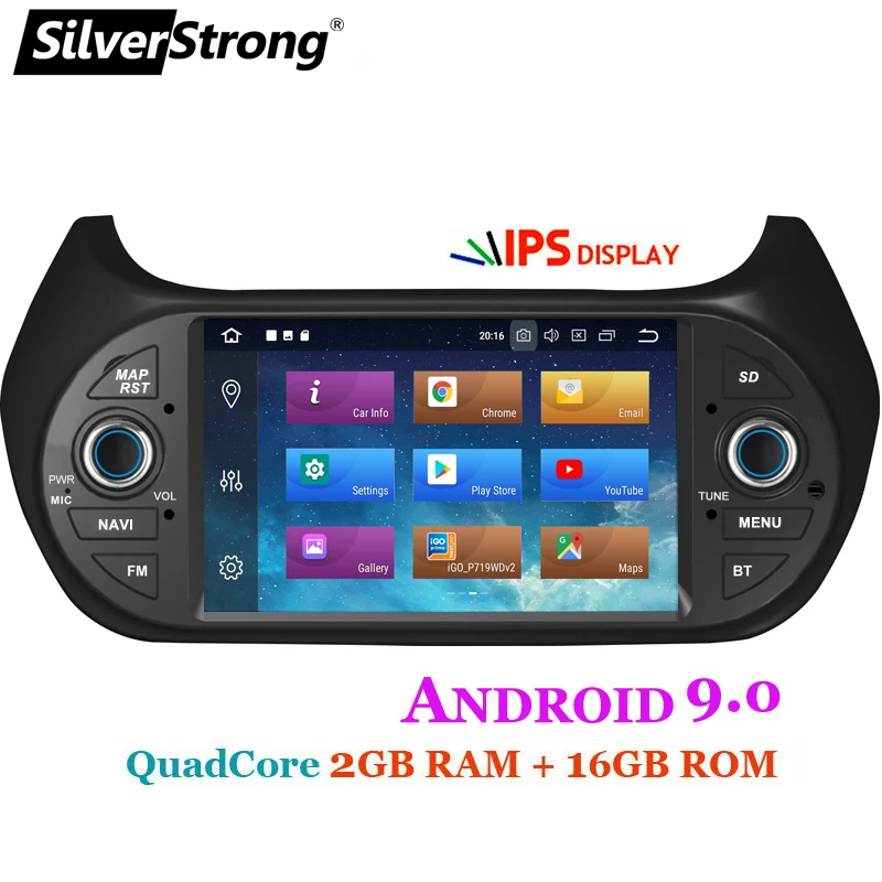  SilverStrong coche reproductor Multimedia GPS Android9.0 Radio de coche 1Din DVD 4G para FIAT/Fiori