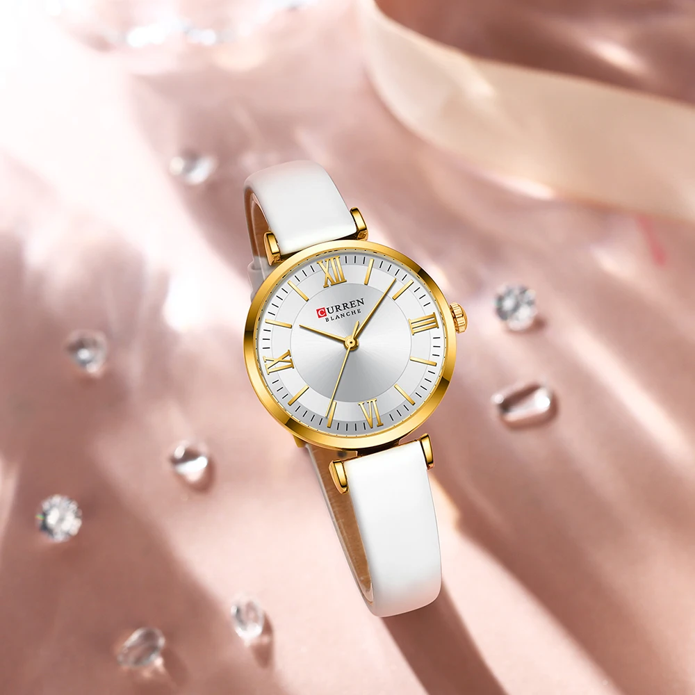 CURREN Luxury Brand New Watches for Women Simple Quartz Leather Clock Female Elegant Wristwatches 4
