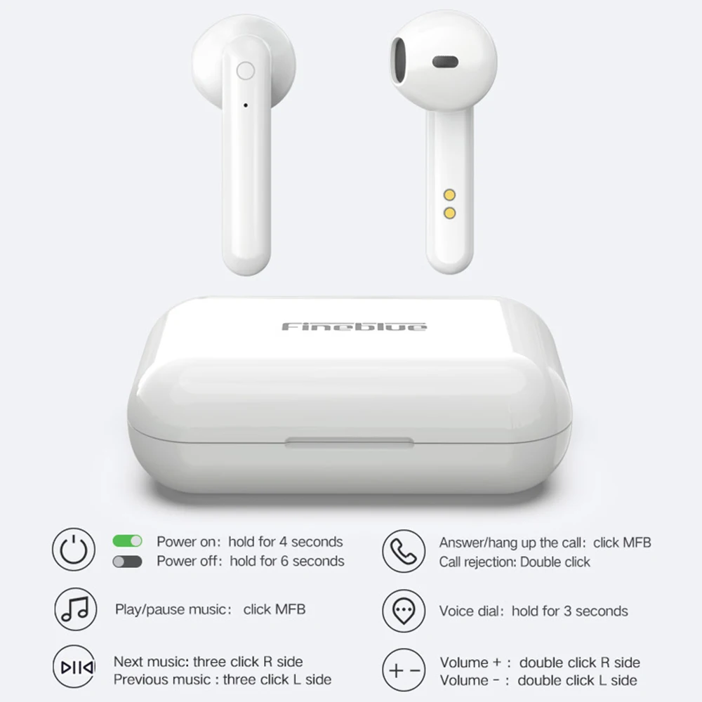Fineblue J10 TWS Bluetooth наушники V5.0 3d стерео True беспроводные наушники сенсорный Контрольный динамик управление громкостью музыки