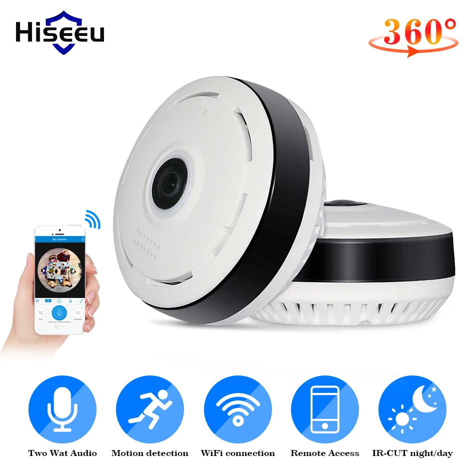 IP камера Hiseeu 960P 3D VR wifi рыбий глаз 360 градусов Full View|cctv camera 1.3mp|ip 360mini cctv |