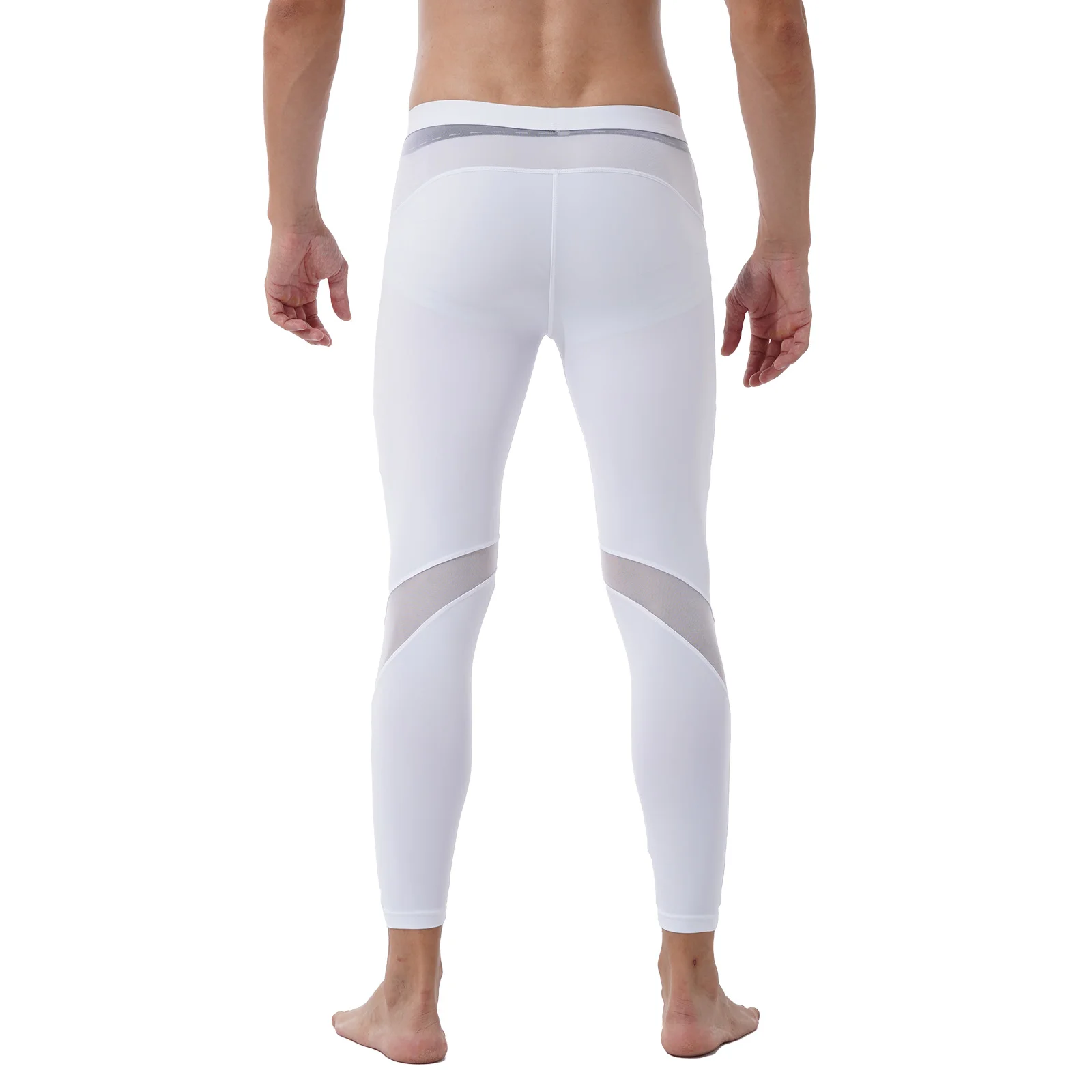 Mens Sport Training Leggings Sheer Mesh 