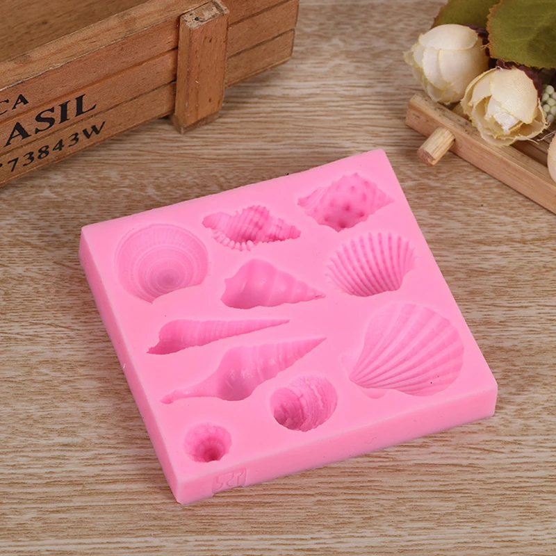 Pink Seashell Silicone Molds 3D Fondant Soap Mold for Caking Decoration Chocolate Candy Mold Baking Tool