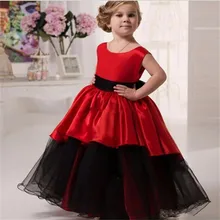 Красивые черные и красные платья с цветочным узором для девочек на свадьбу; бальное платье-пачка; Длина до пола; вечерние платья для маленьких девочек на день рождения