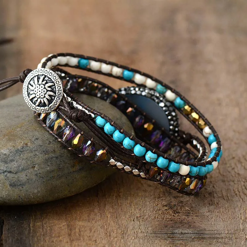 Dropshipping Wrap Bracelets Natural Stones Crystal Natural Quartz Charm 3 Times Friendship Bracelet Boho Bracelet Homme - Image 3