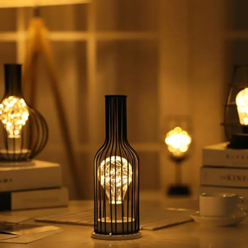 Светодиодный светильник в стиле ретро с металлической винной бутылкой и медным