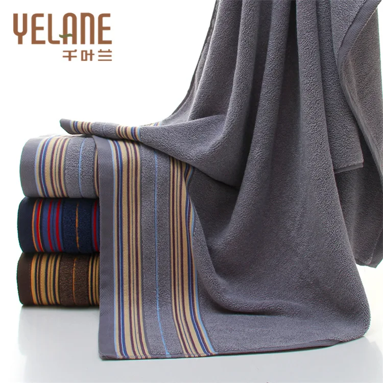 

Dark Color AB Yarn 32 Unit Stripes Large Bath Towel Pure Cotton Thick Extra-large Adult 70*140 Export Hotel