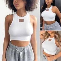 Sexy Hollow Out Ribbed Cropped Tank Tops Summer Athleisure Crop Top Women Club Wear Tops 1
