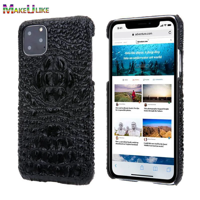 

Genuine Leather Case For iPhone 11 Pro Max Back Case Luxury Croc Head Phone Bag Cover For iPhone 11Pro Max iPhone11 Case