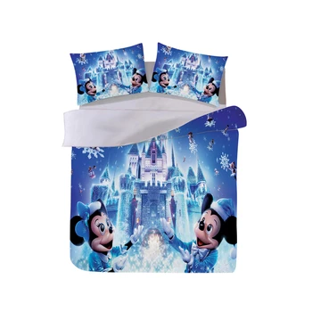 

Snow Mickey Minnie Christmas Bedding Set Duvet Cover Pillowcase Home Textile Adult Children Gift Queen King Size Bed Set