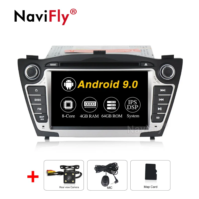 NaviFly чистый Android9.0 ips DSP 4G wifi Автомобильный gps навигатор для hyundai Tucson IX35 автомобильный dvd-плеер Радио Аудио BT Камера просмотра - Цвет: 4G RAM 64G ROM