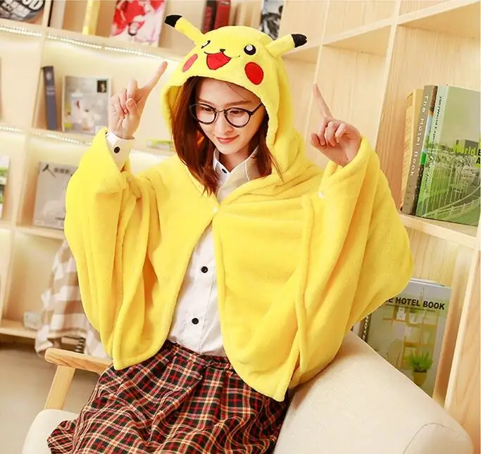 Candice guo! plush toy cute creative cartoon animal Pikachu cloak blanket home dress girls birthday Christmas gift 1pc