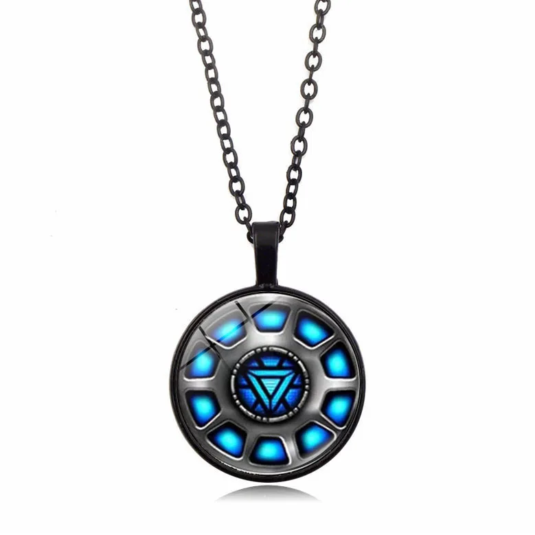 2019 hot iron man heart crystal glass round pendant jewelry necklace reactor