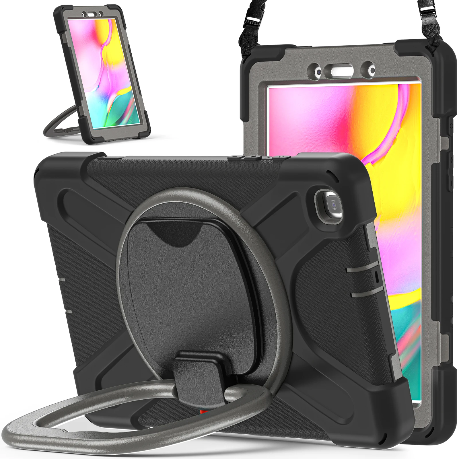 

Прочный силиконовый чехол для Samsung Galaxy Tab A 8,0, детский чехол 2019, T290, T297, T295, противоударный чехол с кронштейном и плечевым ремнем