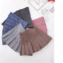 Клетчатая плиссированная юбка, Новая легкая черная юбка средней длины Xia, а-образная юбка с высокой талией, штаны для колледжа