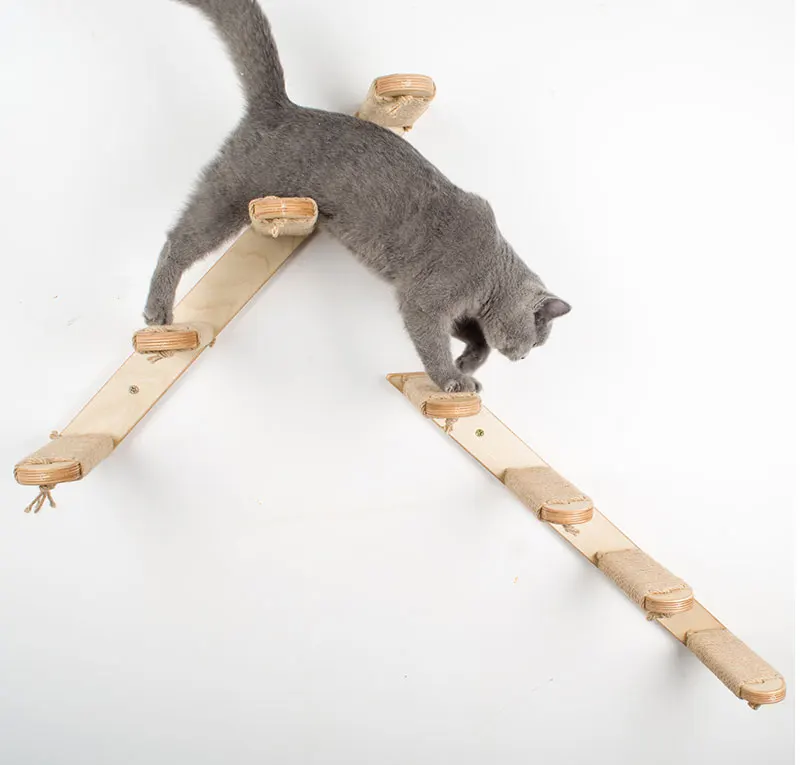 New Pet Climber Sisal Scratching Post Cat Tree Ladder Hammock Jumping Board Cat Stand Pet Wood Furniture Protection Kitten Bed - Цвет: sisal roped styleB