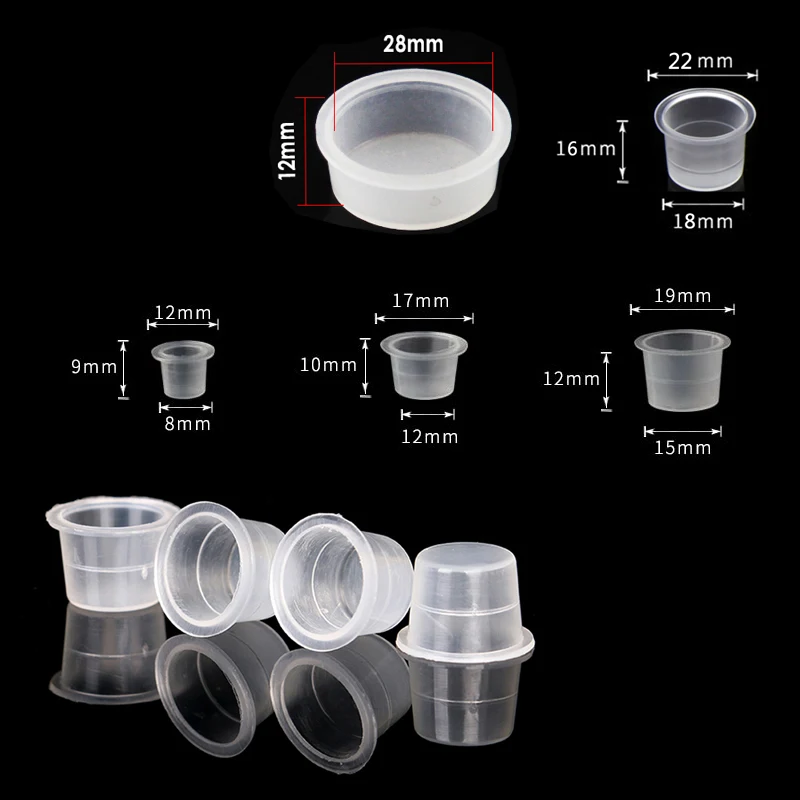 100/500/1000Pcstattoo Ink Cup Plastica White Pigment Cap Tatuaggi Color Cup L/ M/S Numero Permanent Makeup Tattoo Machine Ink Cup