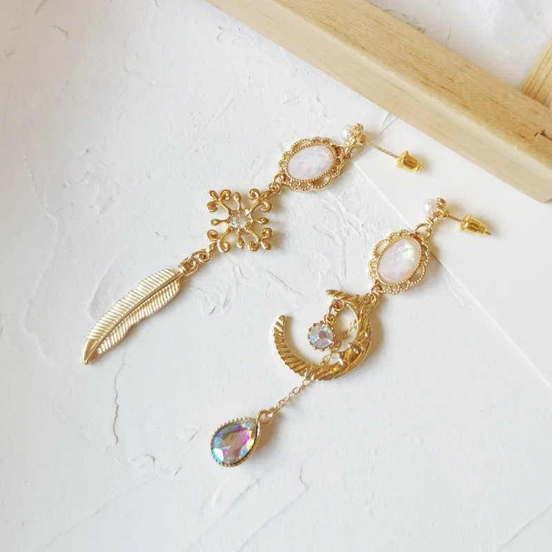 8.6 cm Bohemia Gold Color Feather Clip Earrings No Pierced Long Statement Moon Clip on Ear Without Piercing Hole For Women