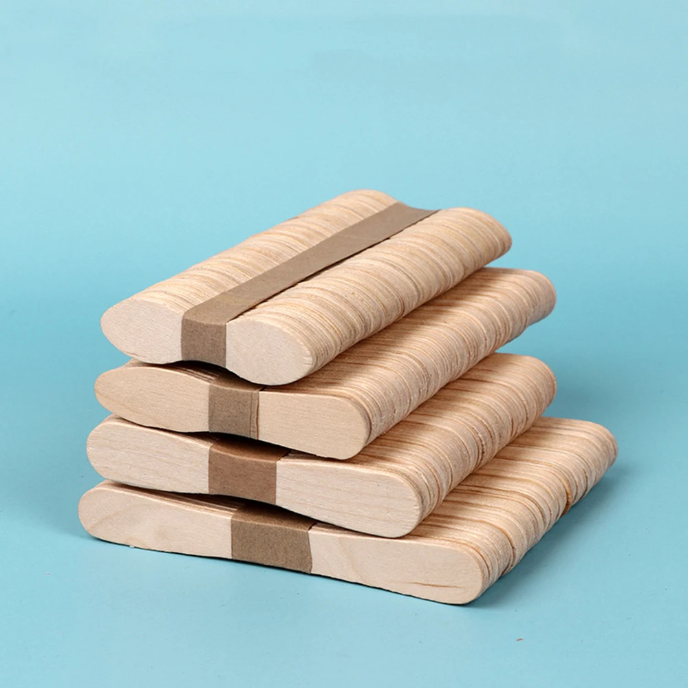 50/100pcs Natural Wood Ice Cream Sticks Food Grade Flat Pudding Cake Tasting Sampling Stix Handy Art Crafts Cakesicle Stick ice cream sticks