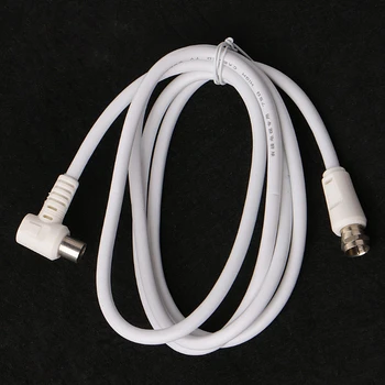 

White 6.6ft 9.5mm 90 Degrees Male to F type Male Coaxial TV Satellite Antenna Cable