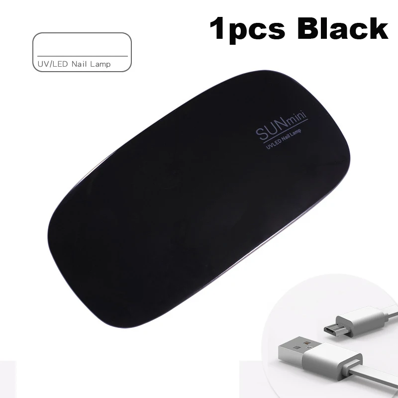 3 шт./компл. USB солнце мини-лампа для ногтей Светодиодный УФ лампа микро гель лак отверждения машина домашнего использования ногтей инструмент переносной ногтей лампа подарочный набор - Мощность в ваттах: 6w 1pcs Black