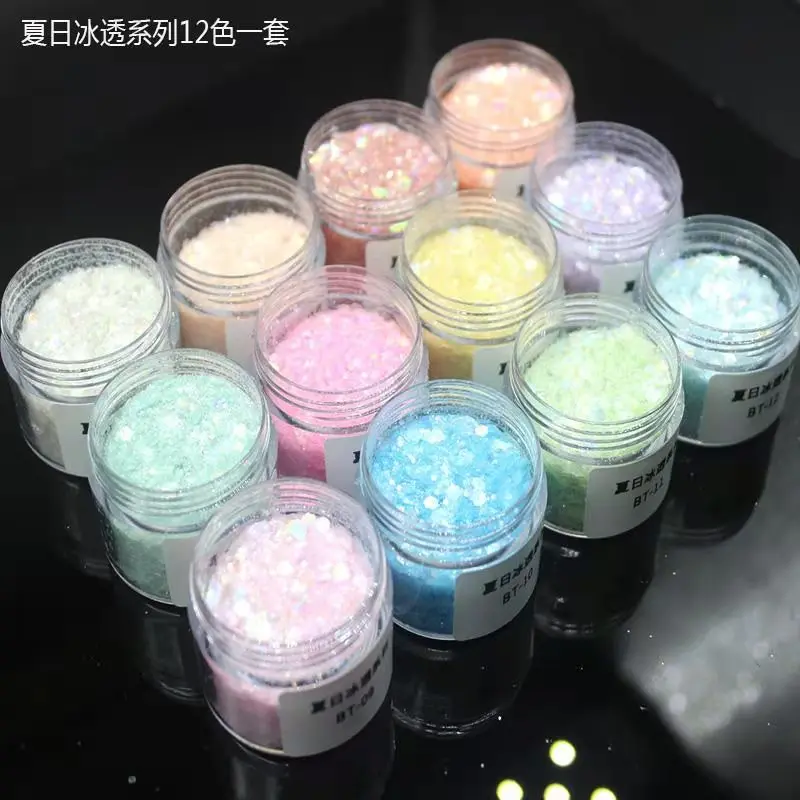 

Magic Opal Glitter, 1.75oz/ 50g Craft Chunky Glitter Powder Mixed Fine Flakes Iridescent Nail Sequins for Nail Art