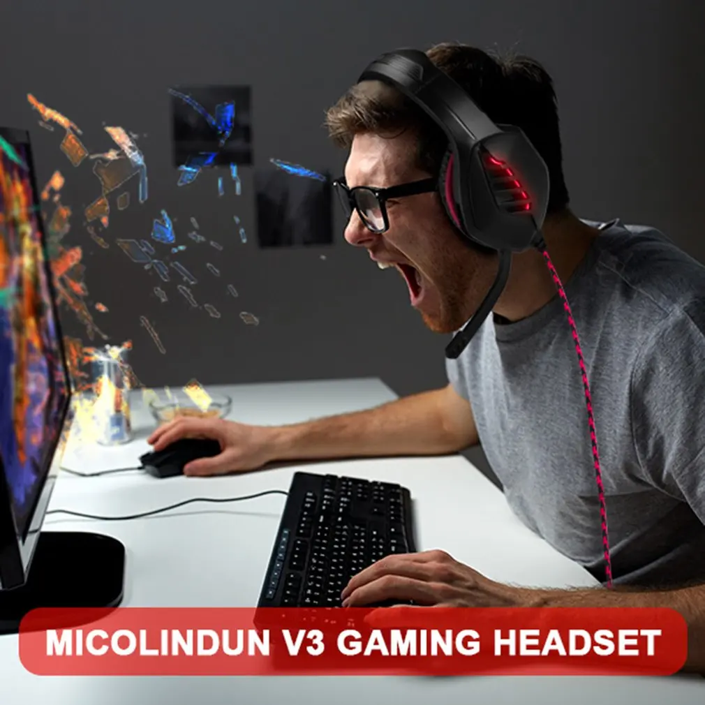J1 A Head mounted Wired Luminous Earphones Gaming Headsets Portable Wired Mobile Phone Computer Headsets