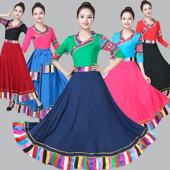 

Square Dance Clothing Suit Woman The Zang Or Tibetan People Show Serve Adult Ethnic Minority Wind Clothing Quinquagenarian