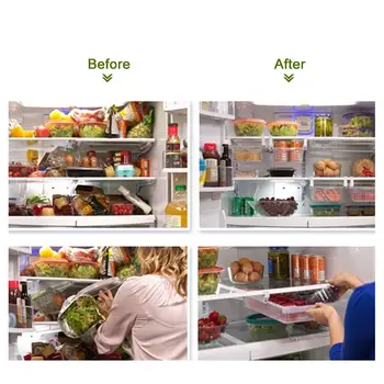 

Smart Design Refrigerator Pull Out Bin Home Organizer Extendable Handle for Fridges Freezers Food Storage Kitchen