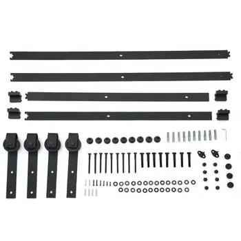 

ES 3.66M Rustic Wood Door Sliding Track Space-Saving Hanging Rail Roller Slide Set Door Roller Classic Sliding Door Hardware