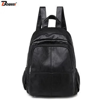 

Simple Style Pu Leather Backpack for Women Backpack Female small Black Soft Solid Ladies Back Pack Lady Bagpack for Teenage 2020