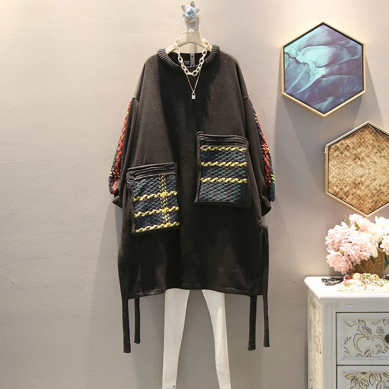 TWOTWINSTYLE Asymmetrical Patchwork Plaid Ruched