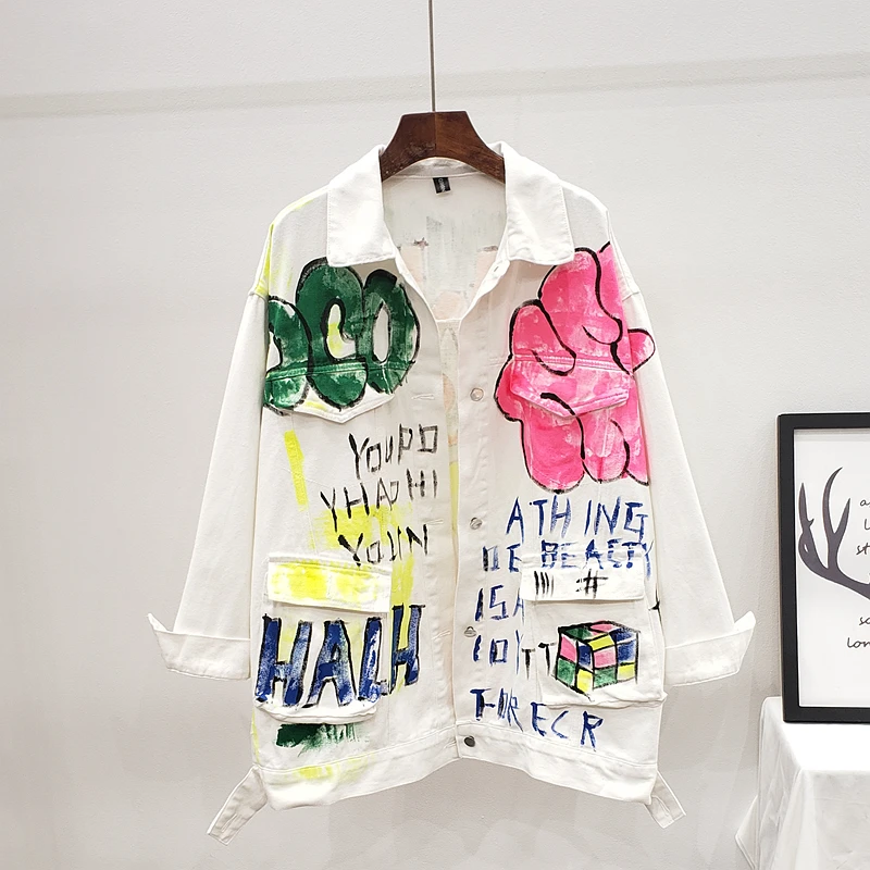 painted white denim jacket