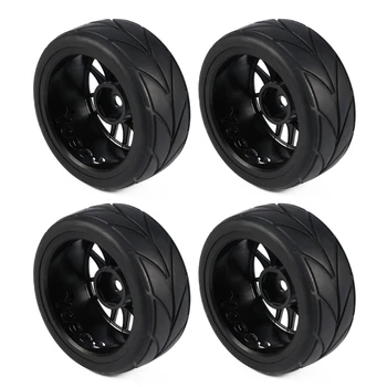 

New 4PCS 1/10 Rubber Tire RC Racing Car Tires On Road Wheel Rim for HSP HPI 9068-6081