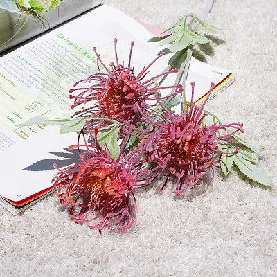 A7 70 см/27,56 дюйма 3 головы ветка Leucospermum искусственные цветы для дома Свадебные украшения хризантемы Декор имитация растений DIY - Цвет: A7