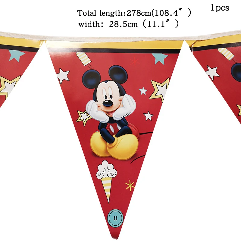 Pennant-1pcs Микки Маус вечерние для украшения детского душа Дети День рождения одноразовые принадлежности для вечеринок Микки Минни торт Декор - Цвет: Pennant-1pcs