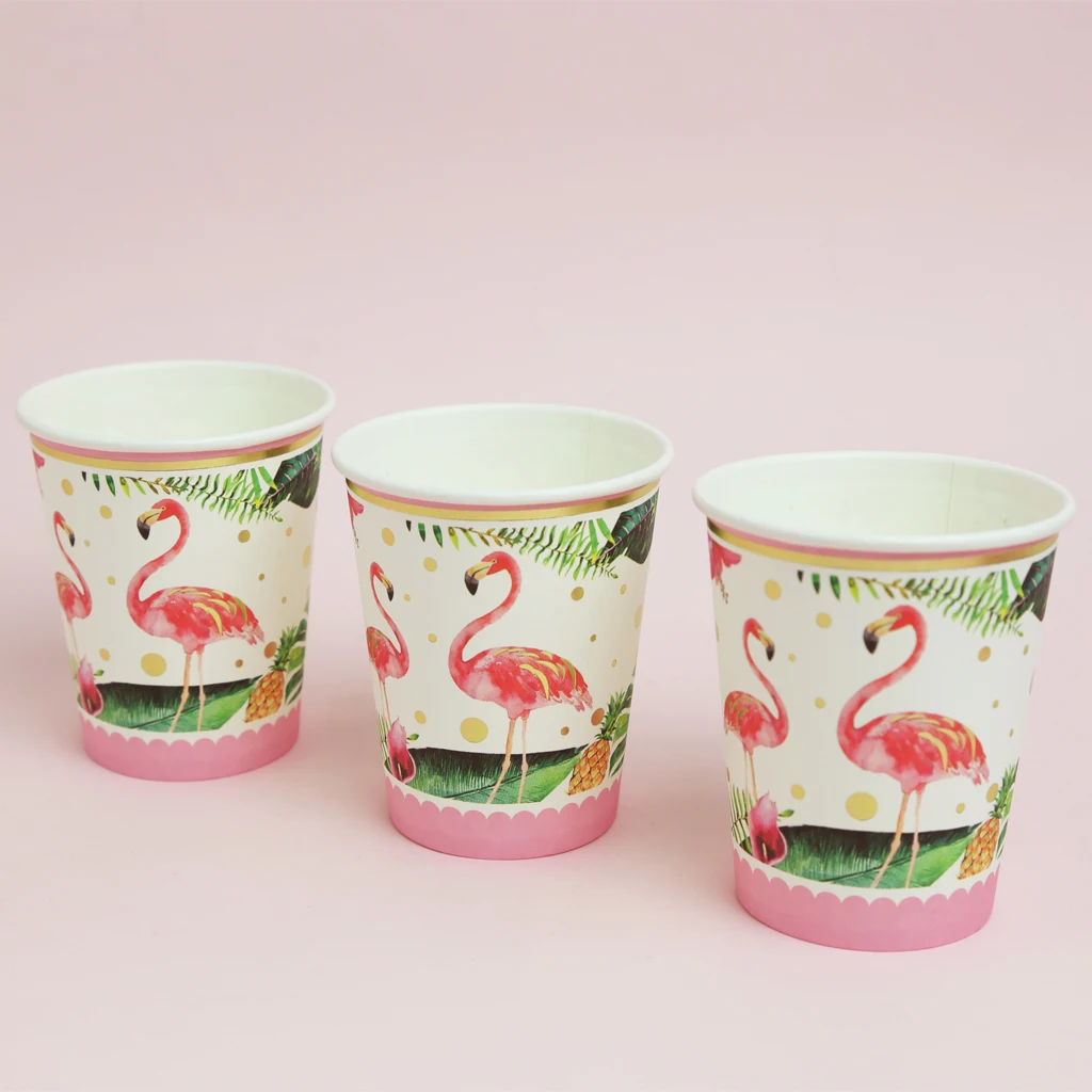 10pcs Tropical Flamingo Paper Disposable Cups Baby Shower Party Table Decoration