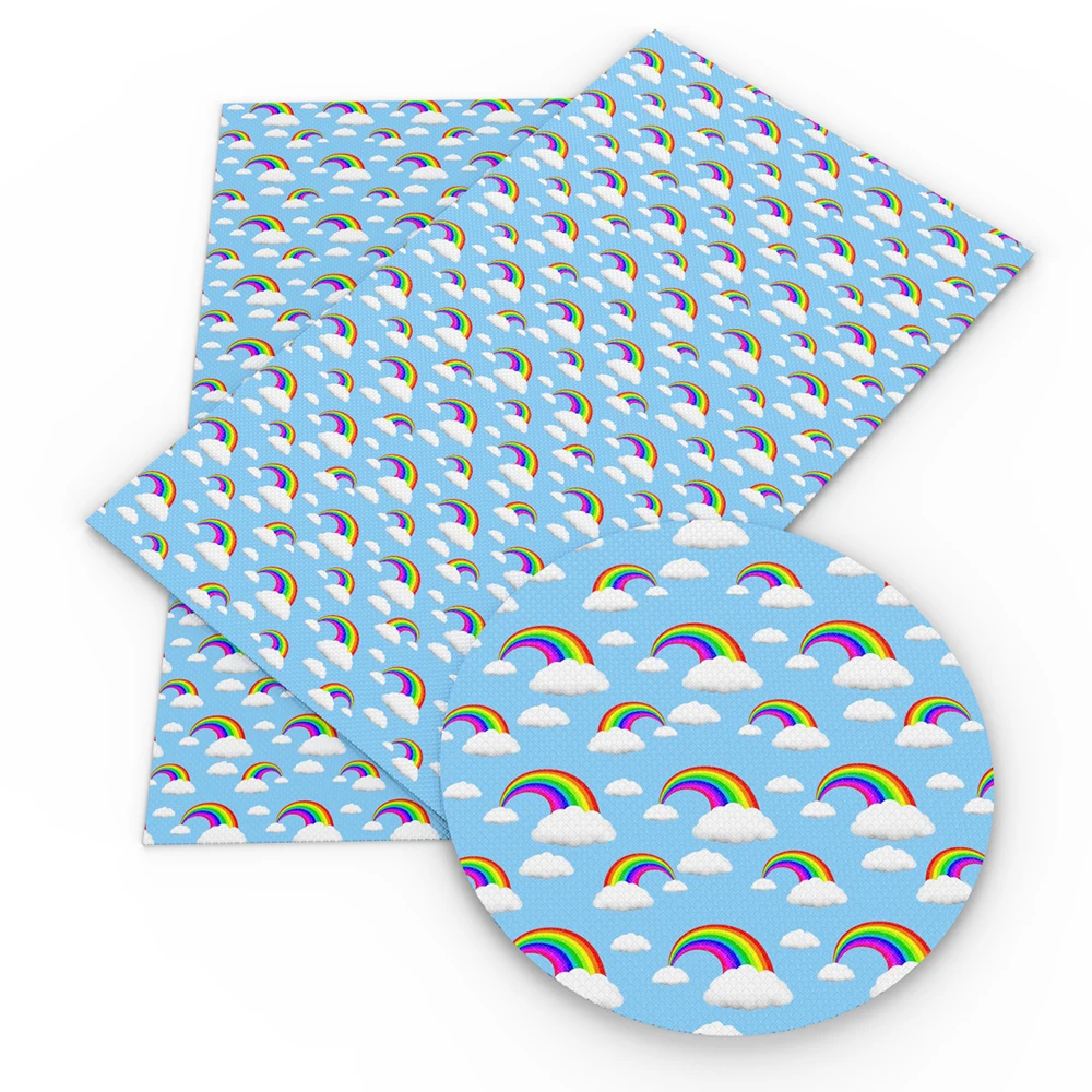 

David accessories 20*34cm Rainbow Printed Faux Synthetic Leather Fabric DIY Bow Bag Phone Cover Material Home Decoration,1Yc7977