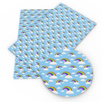 

David accessories 20*34cm Rainbow Printed Faux Synthetic Leather Fabric DIY Bow Bag Phone Cover Material Home Decoration,1Yc7977