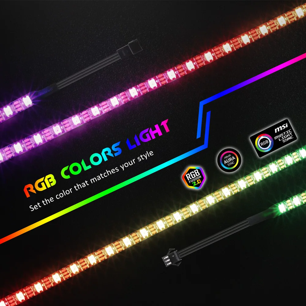 WS2812b RGB Светодиодные ленты для ASUS AURA SYNC/MSI Mystic светильник синхронизации/GIGABYTE RGB Fusion 2,0(5V 3 Pin Адресуемых СВЕТОДИОДНЫЙ заголовки
