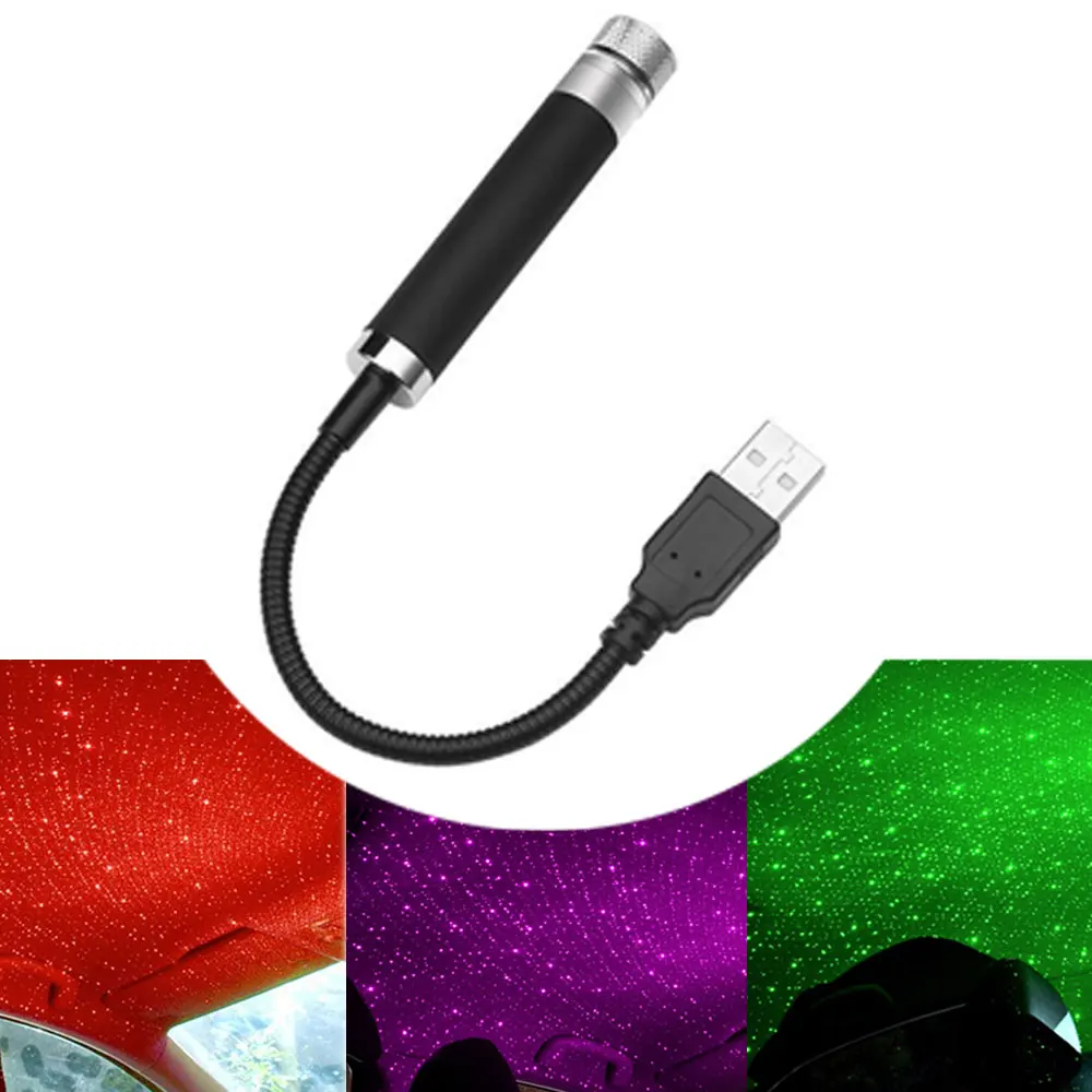 USB LED Car Roof Star Night Light Projector Atmosphere Galaxy Lamp Decor Car And Home Adjustable Multiple Lighting Effects 5V