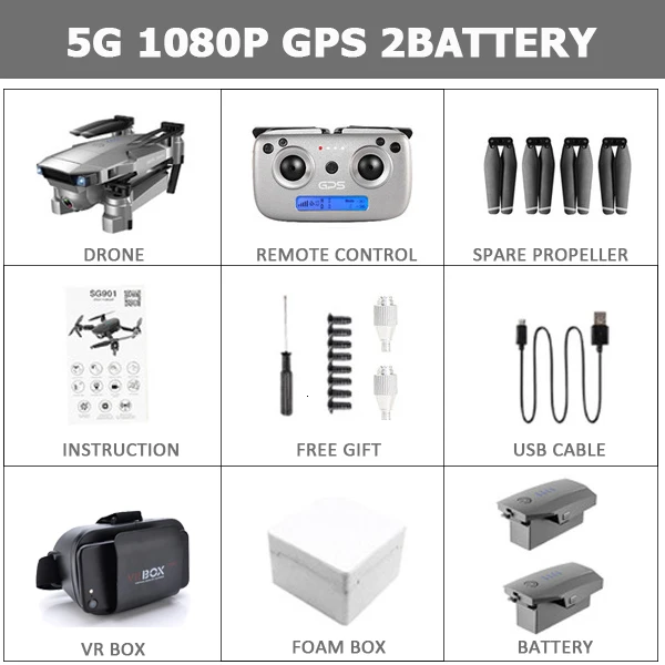 SG907 Квадрокоптер gps Дрон с 4K HD двойной камерой Широкий угол анти-встряхивание Wi-Fi FPV RC складные дроны Профессиональный gps Follow Me - Color: 1080P 2B VR BOX