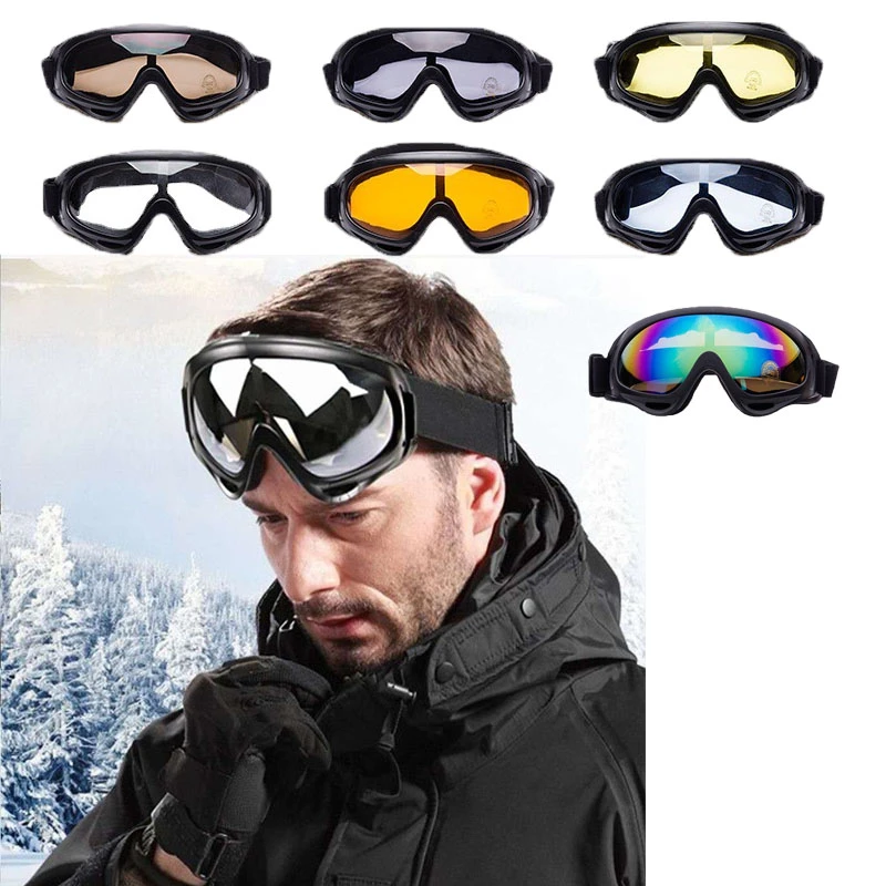 Gafas de esquí a prueba viento para hombre y mujer, lentes de sol de invierno a prueba de polvo, antivaho, para ciclismo moto de nieve, espejo negro, 1 unidad|Gafas