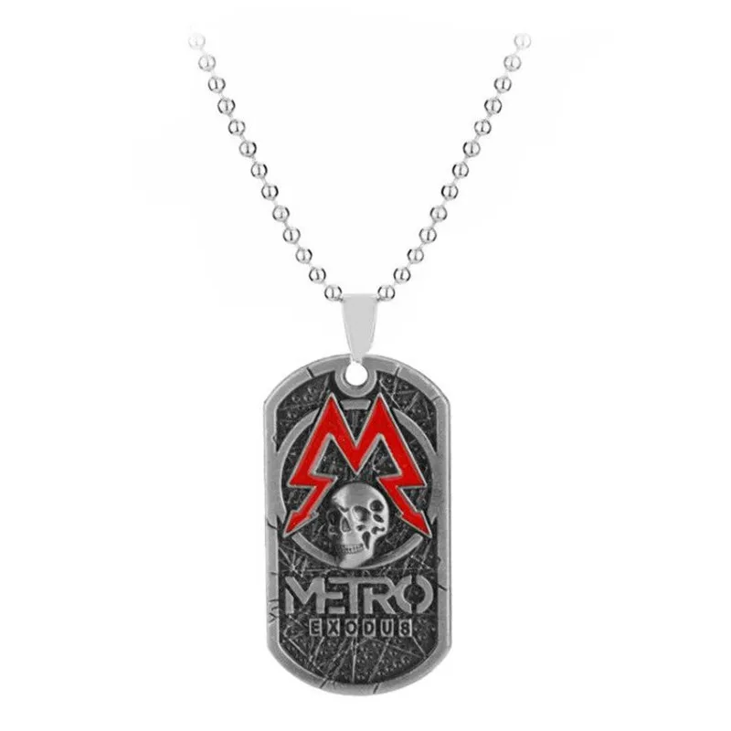 ПК игры метро исход 2033 кулон с биркой для собак Кулон кожаный металлический ключ цепь, мужские ожерелья с подвесками, подарки, ювелирные изделия - Окраска металла: necklace