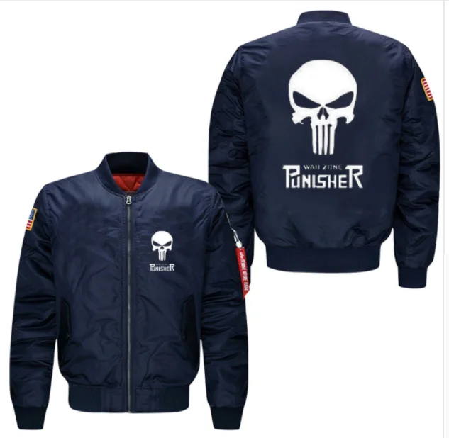 

Drop Shipping men's bomer jacket flight jacket Punisher Skull Comics Supper Hero flight jacket high quality casual jacket Coat