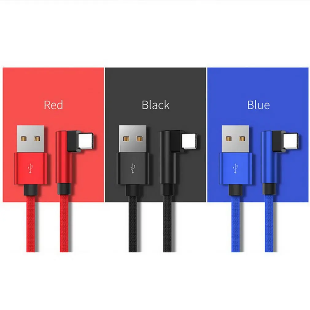 L type кабель для передачи данных 90 градусов нейлоновый USB кабель Универсальный Для Android мобильного телефона Быстрый зарядный кабель высокоскоростной передачи данных