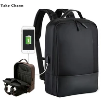 Многофункциональный деловой мужской водонепроницаемый рюкзак для компьютера с usb зарядкой, рюкзак для путешествий, Портативный Женский рюкзак для ноутбука, черный
