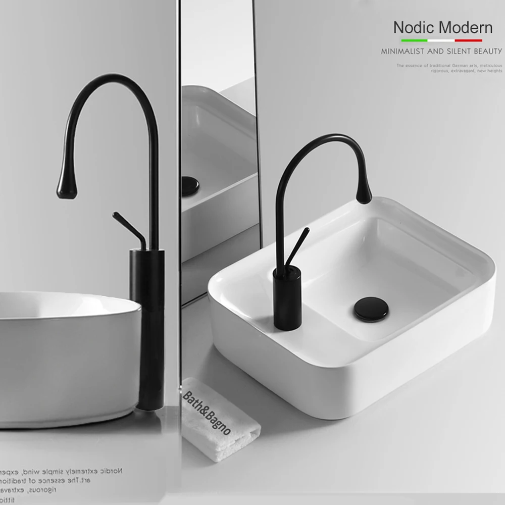 Bathroom Basin Faucets Luxury Black Sink Mixer High Quality Brass Toilet Wash-Basin Mixer Deck Mounted  Vintage Tap