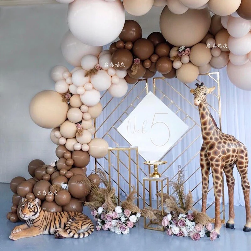 

178Pcs/set Baby Shower Balloons Garland Kit Coffee Brown Skin Color Balloon Arch Latex Ballons for Birthday Wedding Party Decor