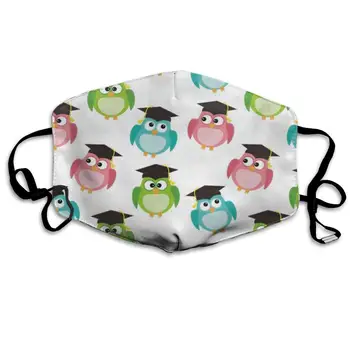 

Cartoon Owls With Graduation Caps Hot Dust Mouth Mask Reusable Anti-Dust Face Mask Adjustable Earloop Skin Protection