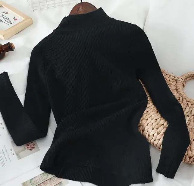 Online Mooirue invierno conjunto de 2 piezas para mujer con fajas Vintage Streetwear negro Delgado cuello alto jerseys + correa de cuadros conjunto de vestido de cintura alta